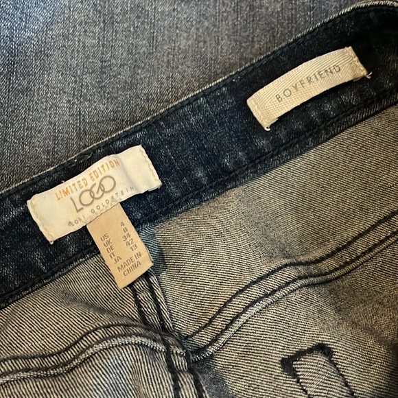 LIMITED EDITION LOGO by LORI GOLDSTEIN-women’s blue patchwork BOYFRIEND jeans - Picture 5 of 10